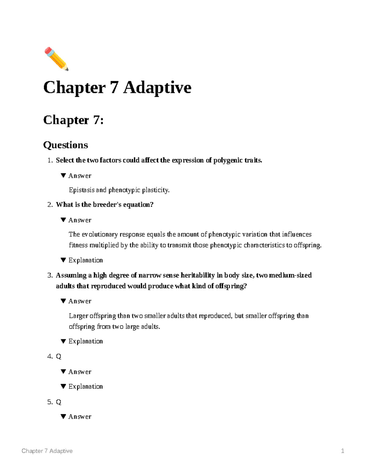 Chapter 7 Adaptive - These are homework questions with explanation that ...