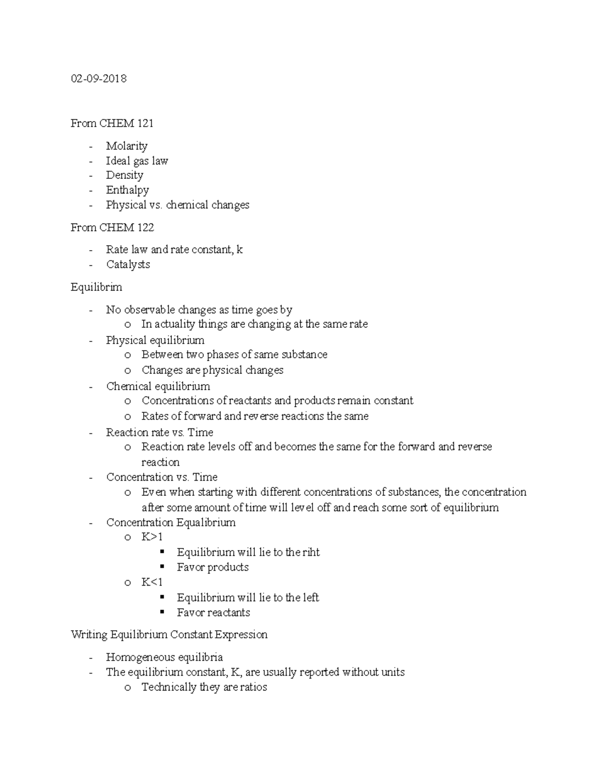 02-09-2018 Notes - Dr. Harmon Abrahamson - 02-09-2018 From CHEM 121 ...