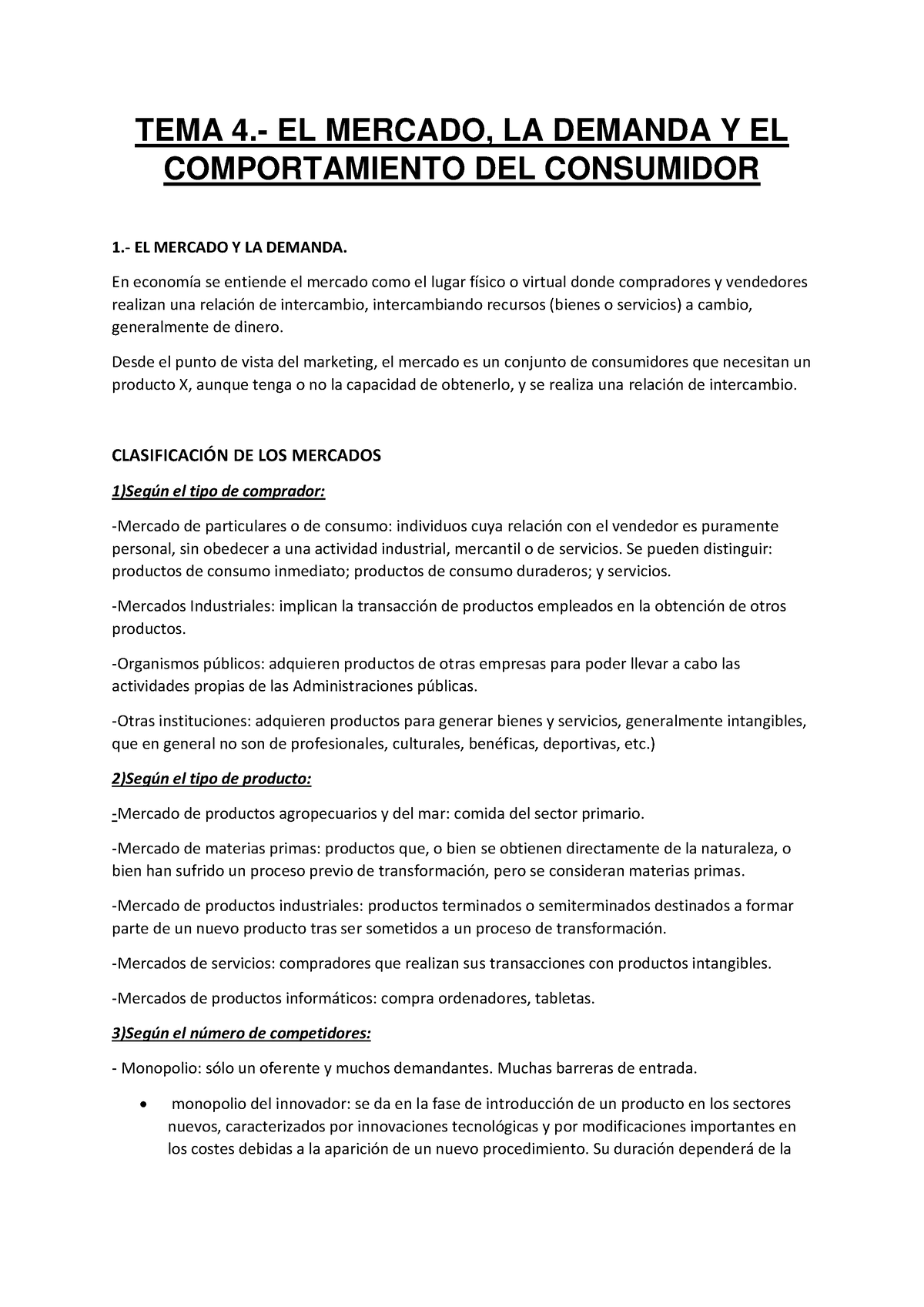 Clasificación del mercado de consumo - Clasificación del mercado de consumo  Estos mercados son - Studocu