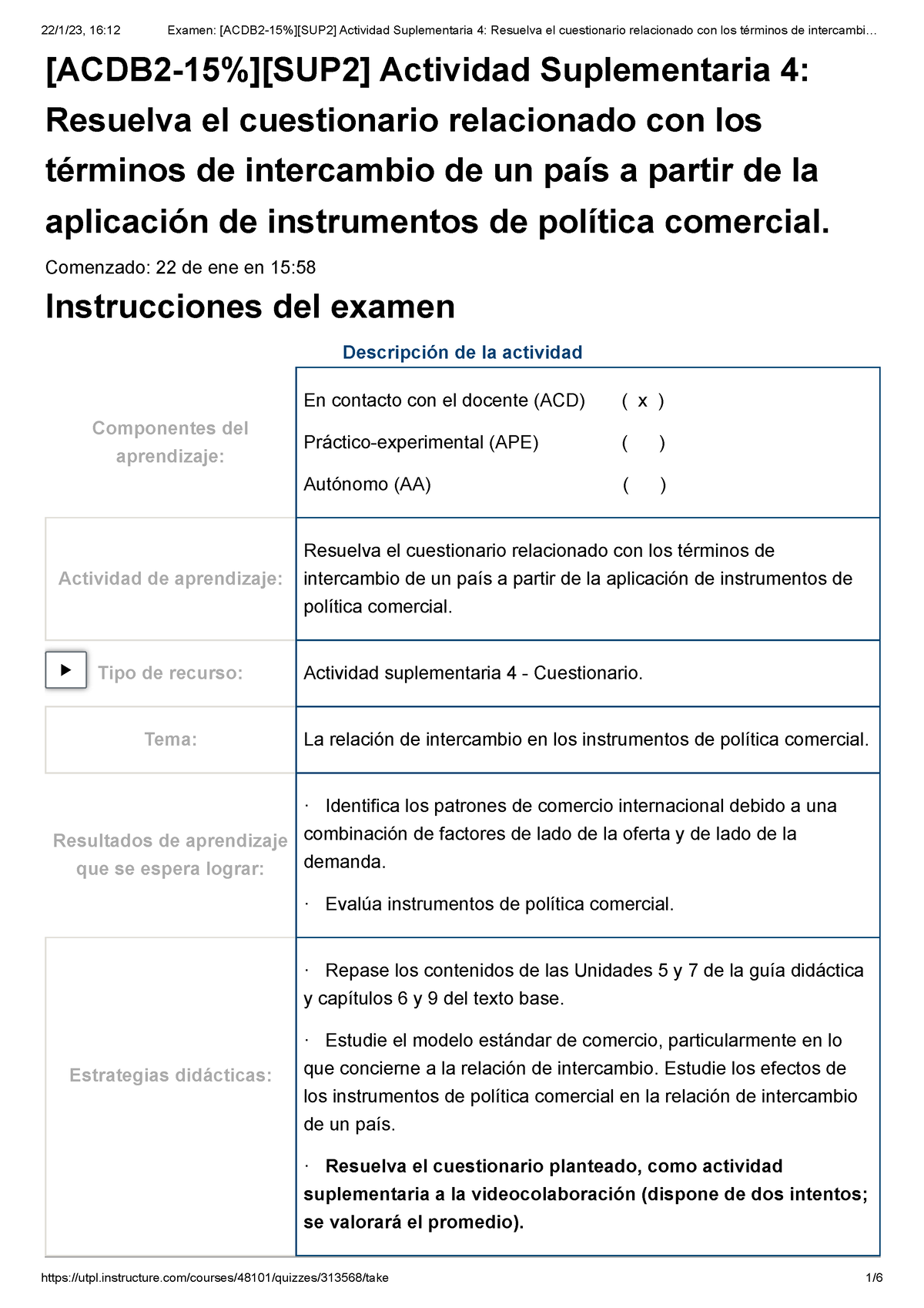 Examen [ACDB 2-15%][SUP 2] Actividad Suplementaria 4 Resuelva El ...