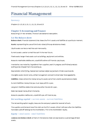 Financial Management Summary Studeersnel