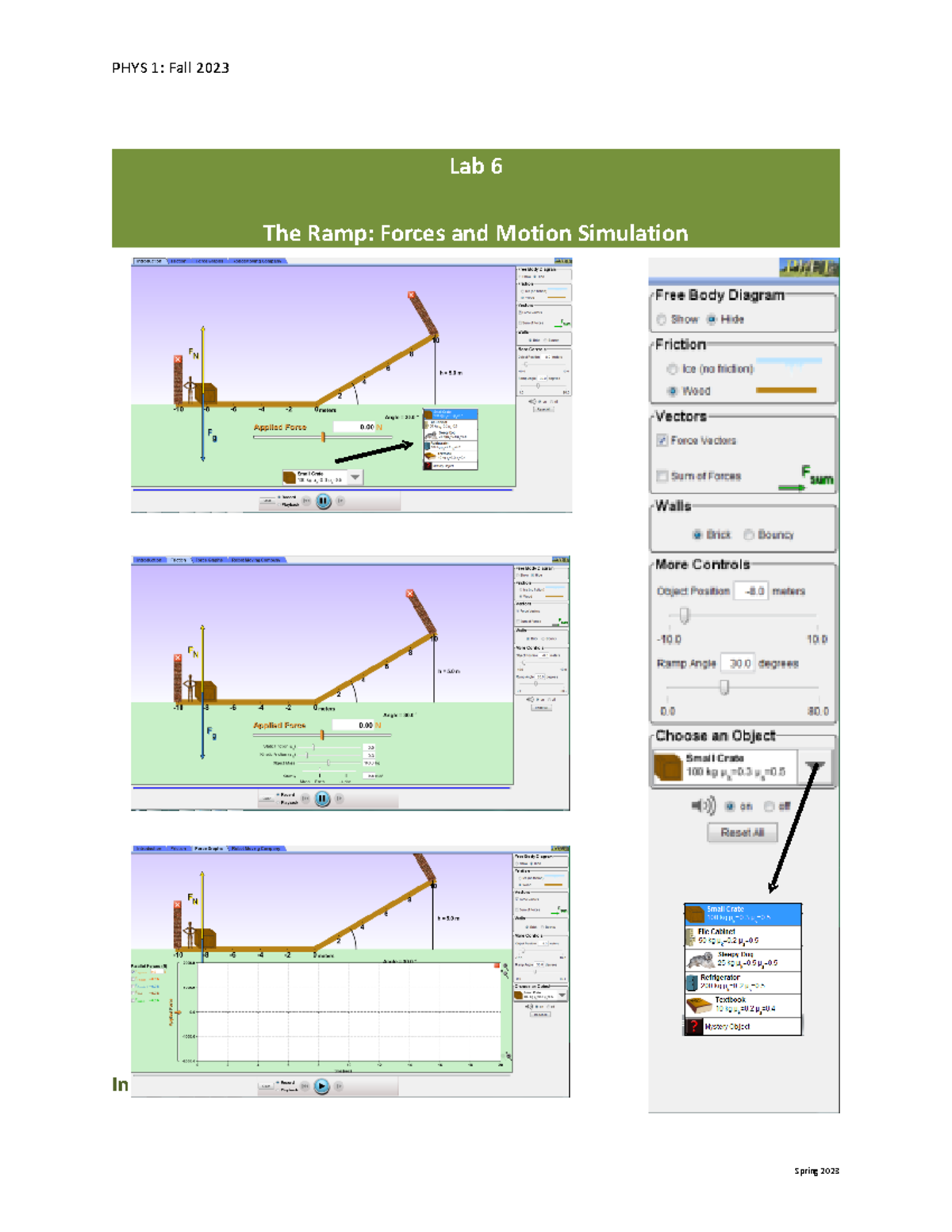 Lab 06 Forces and Friction updated Lab 6 The Ramp Forces and