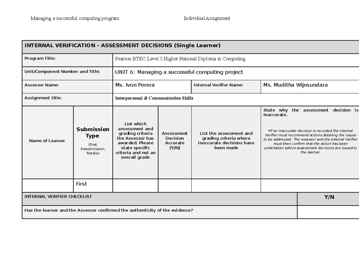 MSCP Assignment - Managing a successful computing program Individual ...