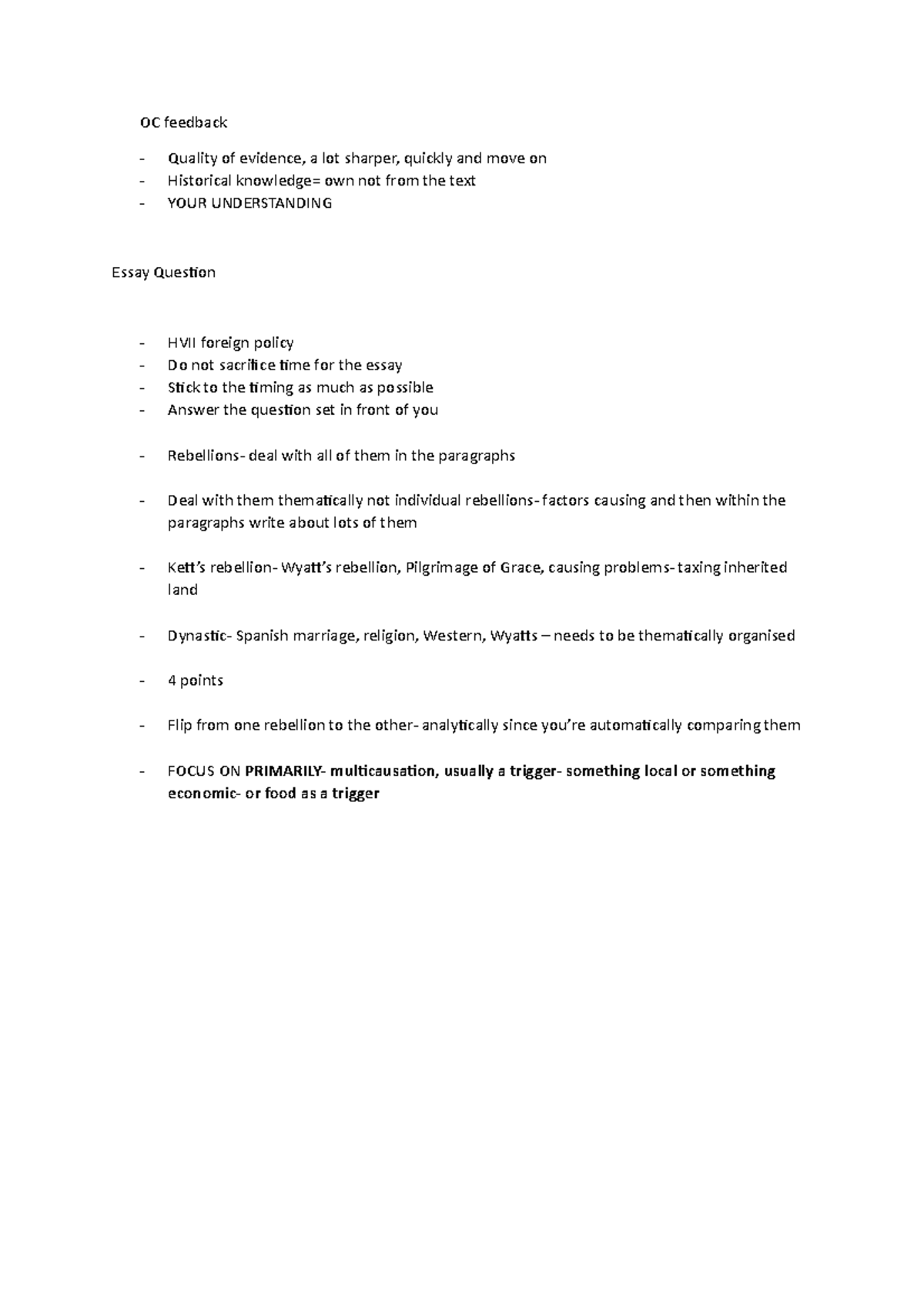 OC feedback - Studocu
