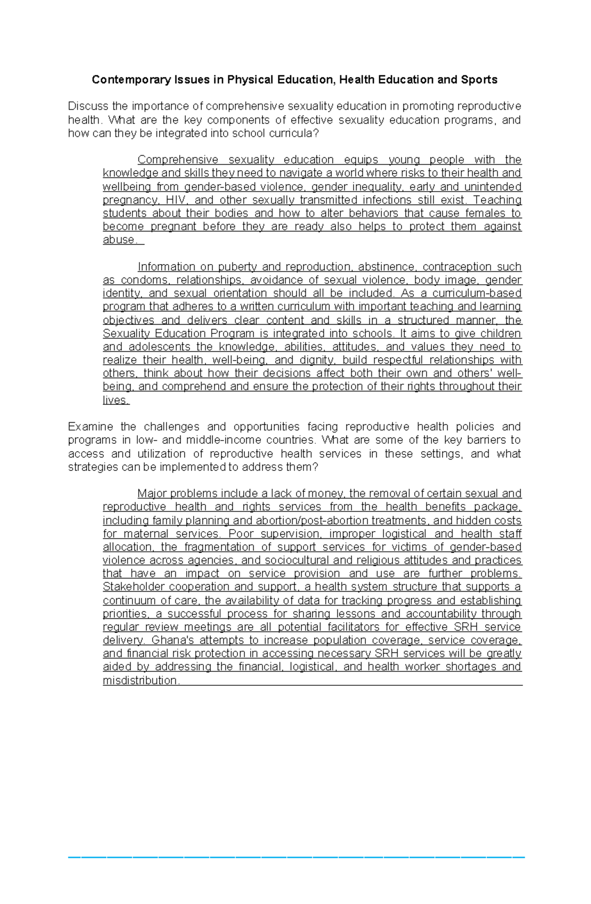 Contemporary Issues in Physical Education - What are the key components ...
