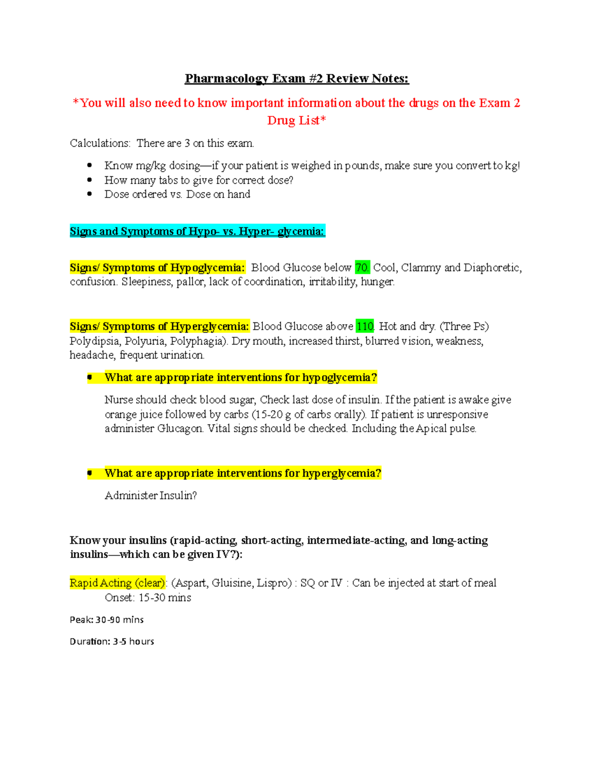 Pharmstudyguide - Study guide for pharmacology exam number 2 ...