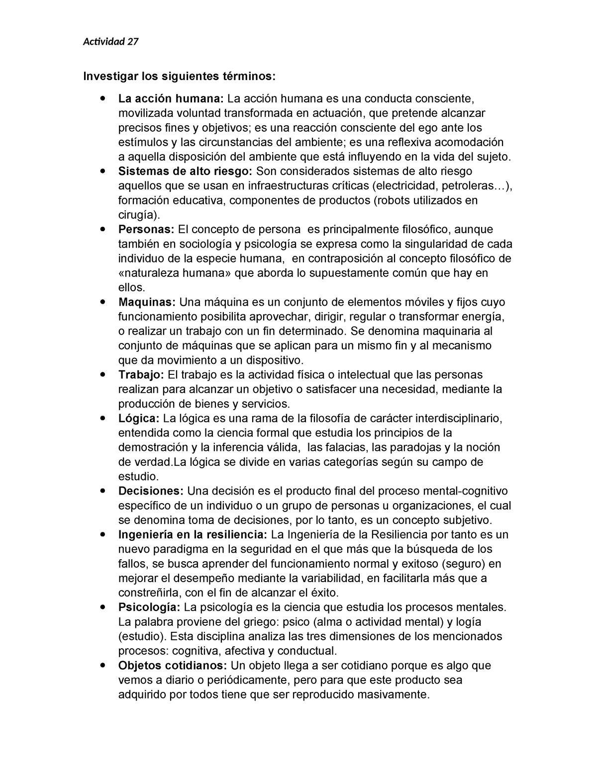 Act 27 - Resumen Ergonomía - Actividad 27 Investigar los siguientes ...