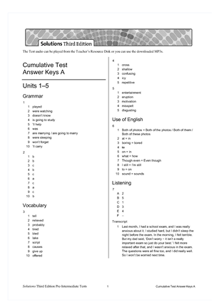 Sol3e Preint Progress Test Answer Keys A PDF - Progress Test Answer ...