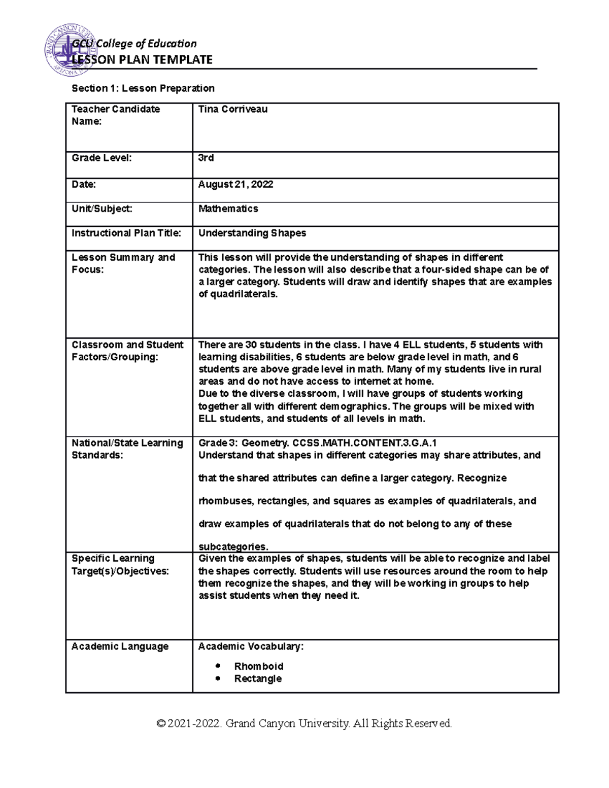 T3 - Lesson Planning- Promoting Mathematical Thinking - LESSON PLAN ...