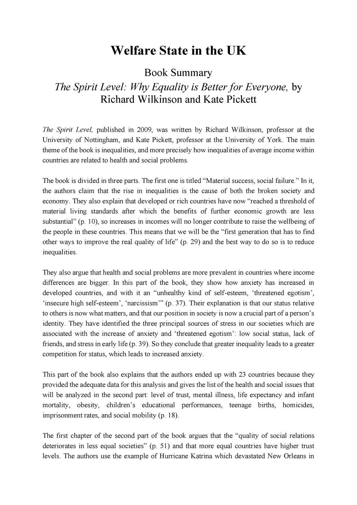 the spirit level why equality is better for everyone summary