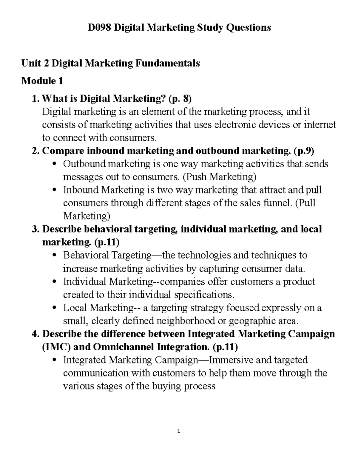 D098 Study Questions (Full Set) - D098 Digital Marketing Study ...