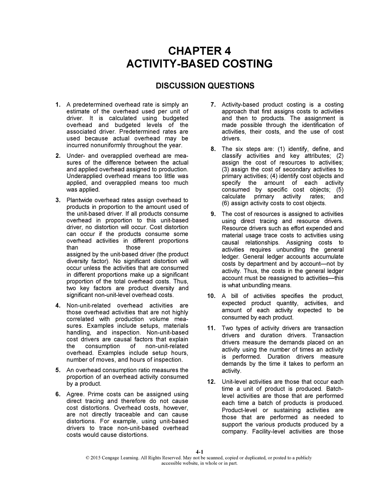 Activity Based Costing 1 Discussion Ques - CHAPTER 4 ACTIVITY-BASED ...