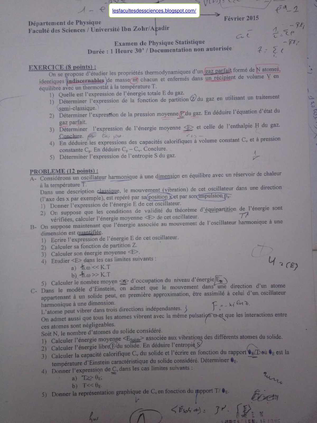 Examens Corrigés De Physique Statistique (1) Deleted-converted ...