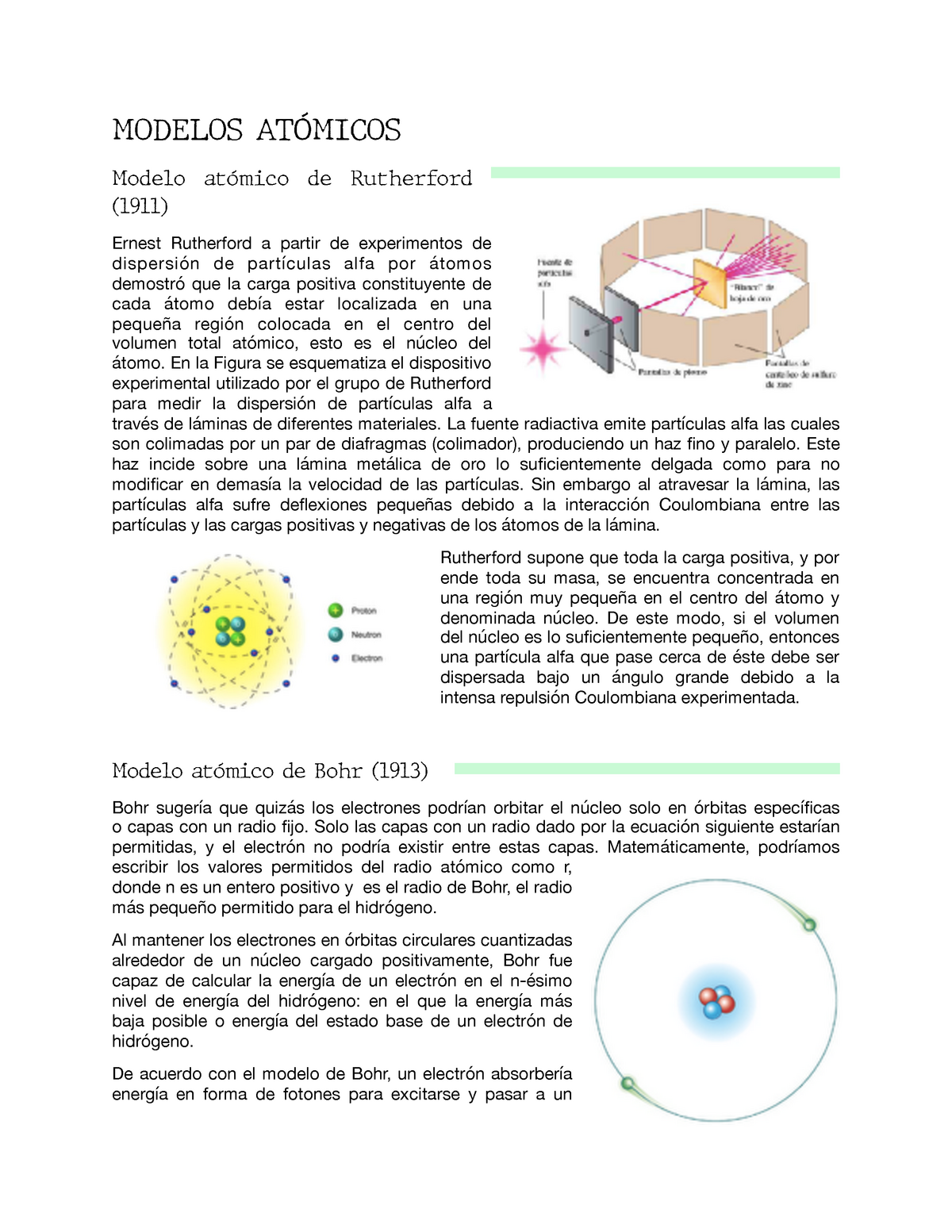 Modelos atómicos - MODELOS ATÓMICOS Modelo atómico de Rutherford (1911)  Ernest Rutherford a partir - Studocu