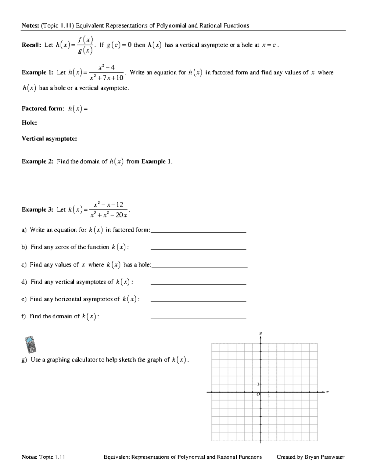 Notes Topic 1.11 Equivalent Representations of Polynomial and Rational ...