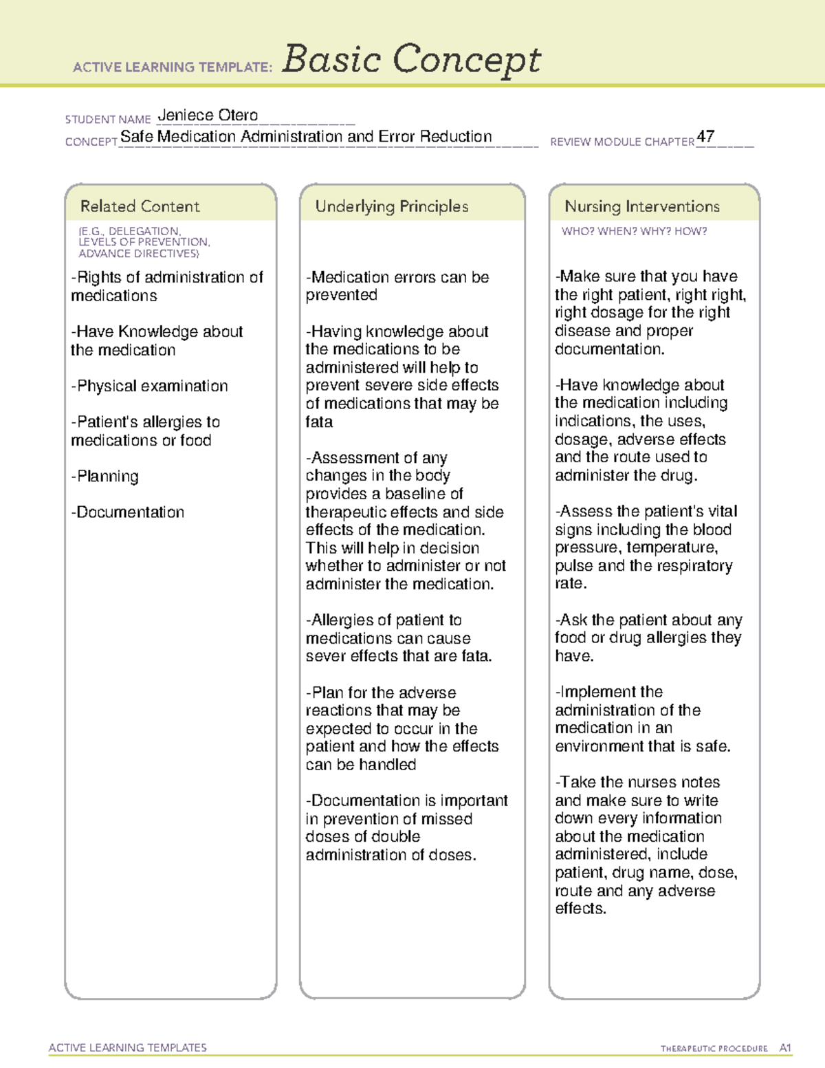 Ati Basic Concept Template Pain Management