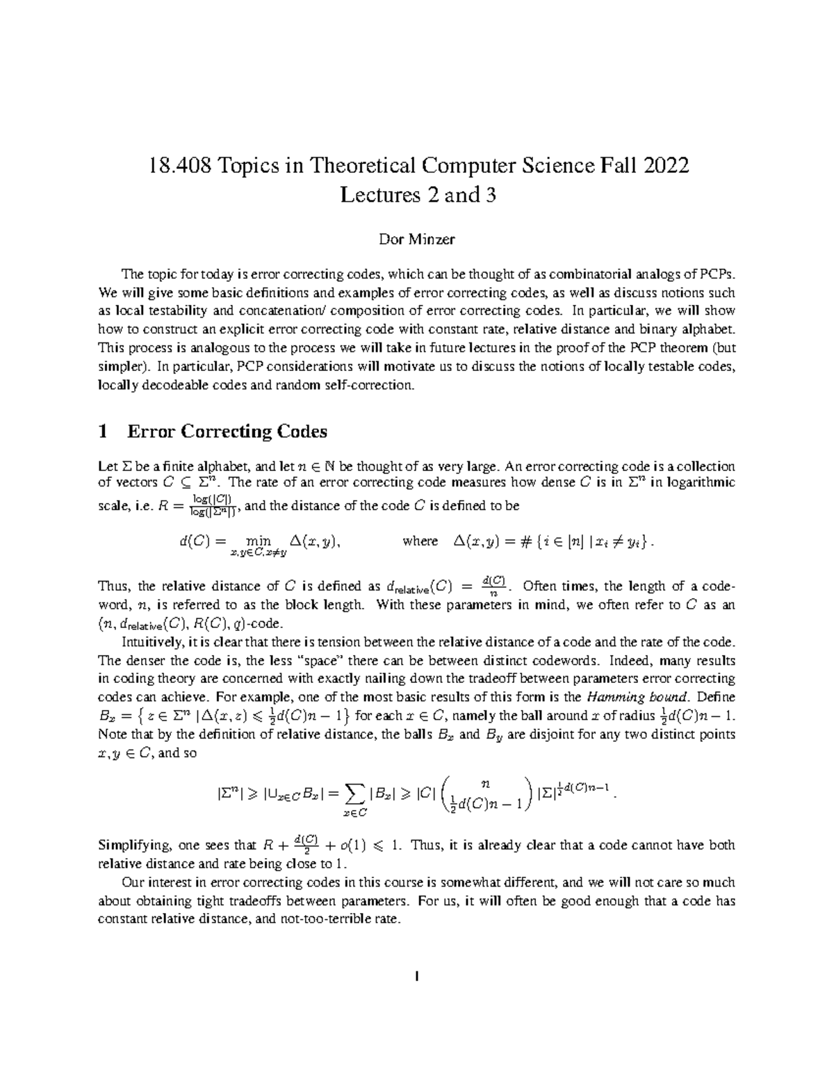 Topics In Theoretical Computer Science Lecture 2 - 18 Topics In ...