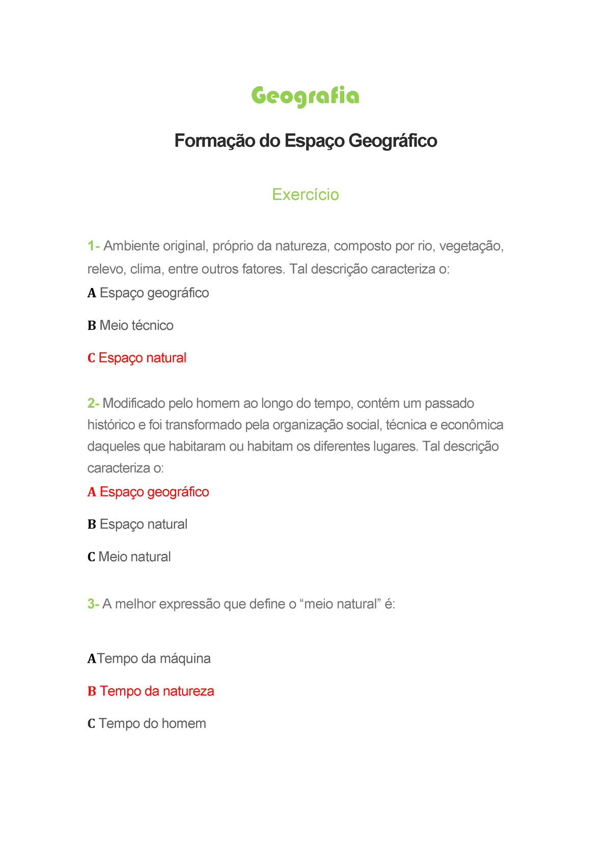 Atividades dde geografia relevo, clima