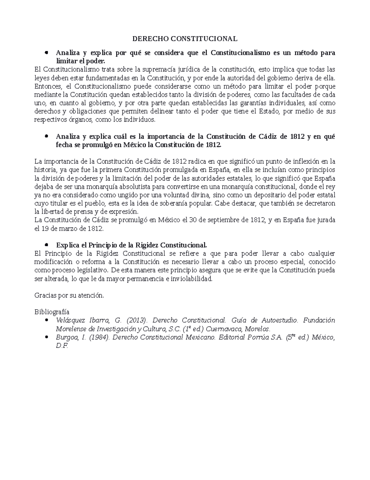 Derecho Constitucional DERECHO CONSTITUCIONAL Analiza y explica por