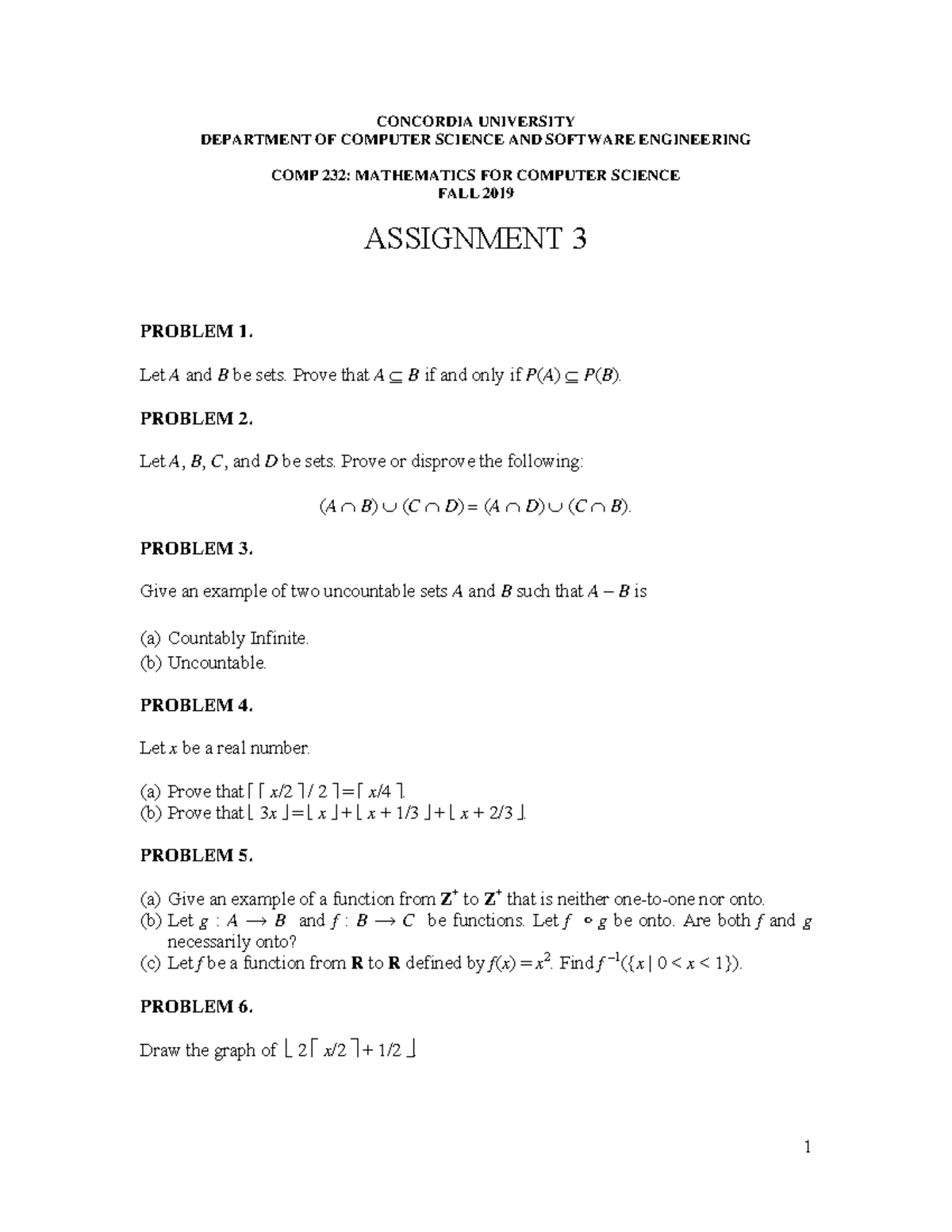 A3 19 F Assignment 3 Comp 232 Studocu