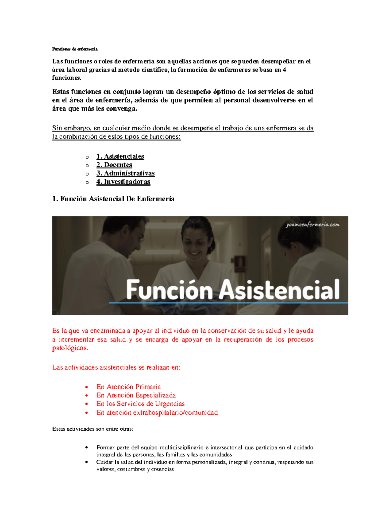 Formato De Texto Lorena - Funciones De Enfermeria Las Funciones O Roles ...