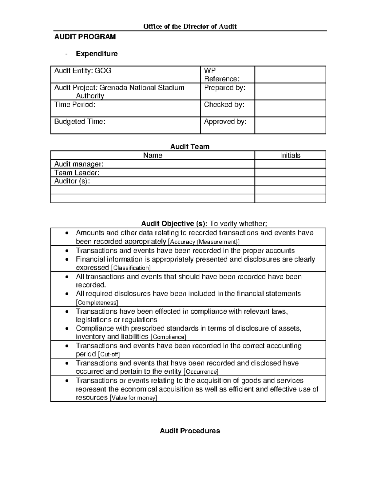 Strategic Audit Program Template - Office of the Director of Audit ...