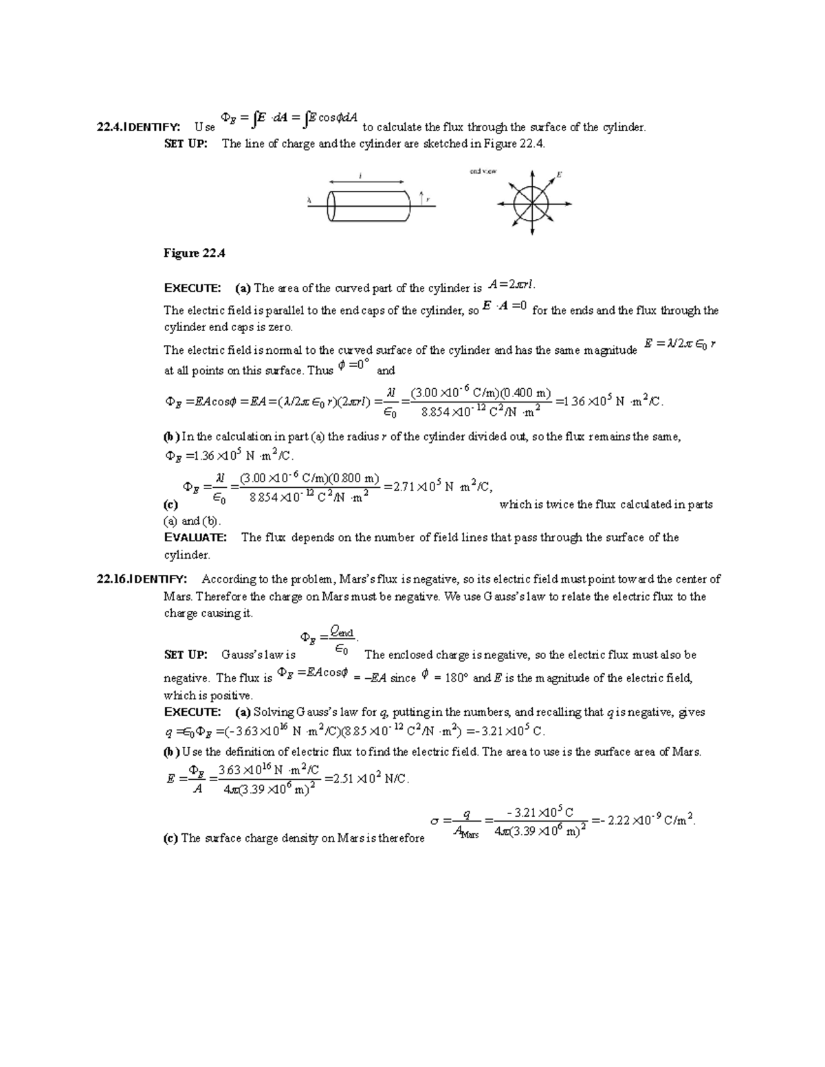 Chapter 22 homework solution - 22.4: Use cos E E d A E dAto calculate ...