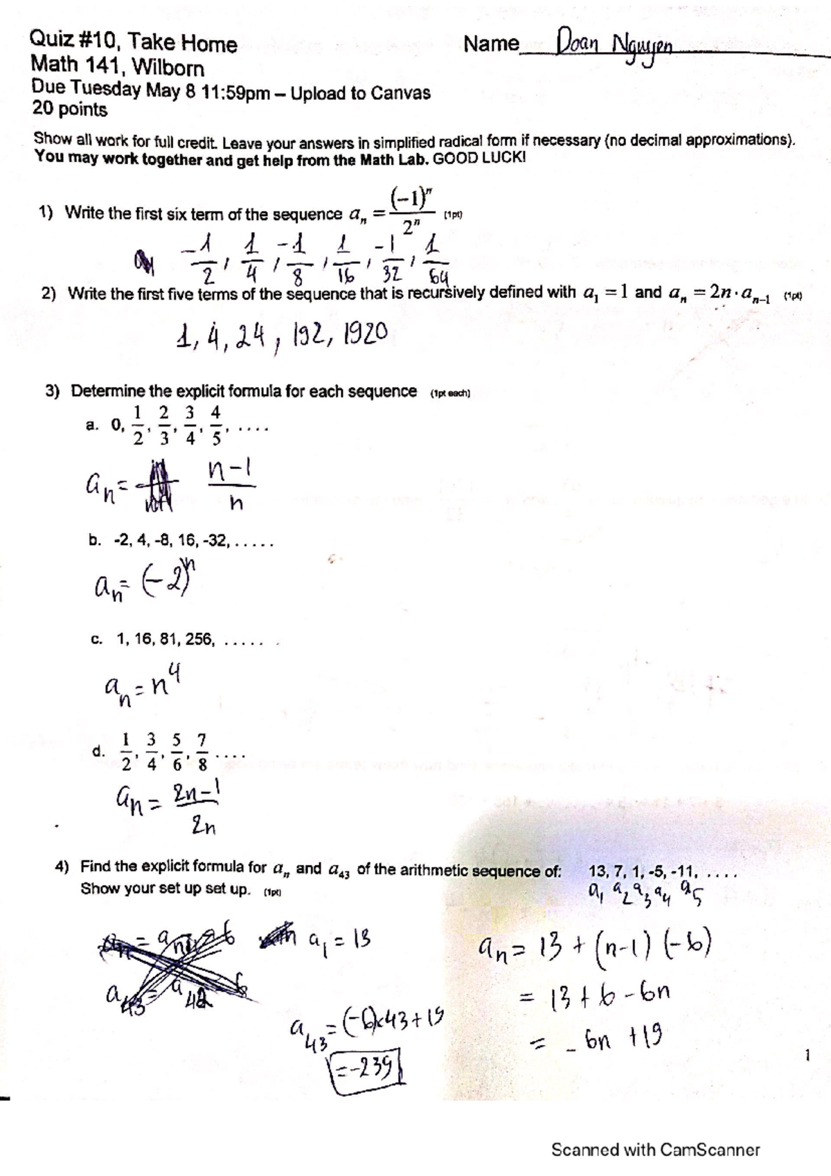 Quizzes Solution - MATH 141 - Studocu