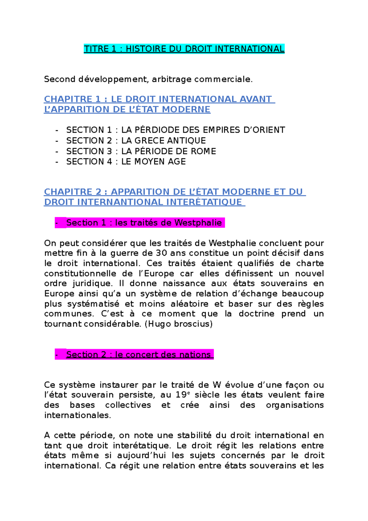 Droit International - Cours Complet - TITRE 1 : HISTOIRE DU DROIT ...