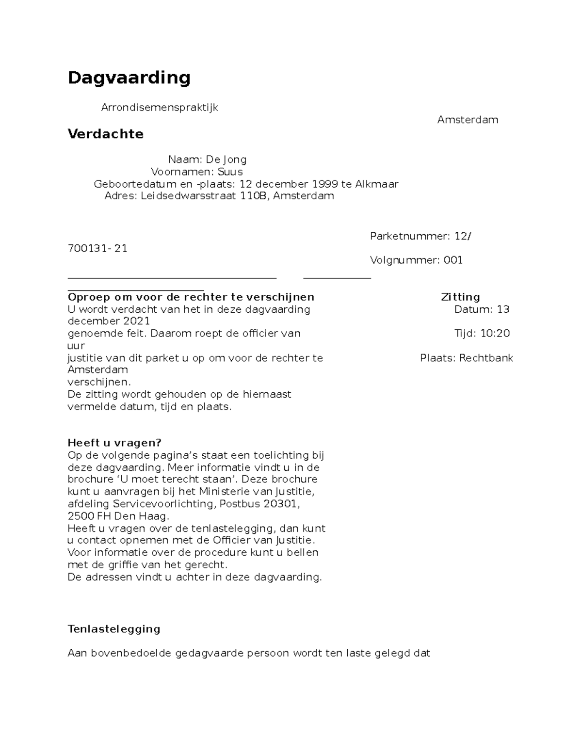 Dagvaarding - dit is een bevel tot bewaring xxxjngjfgfjghf ...
