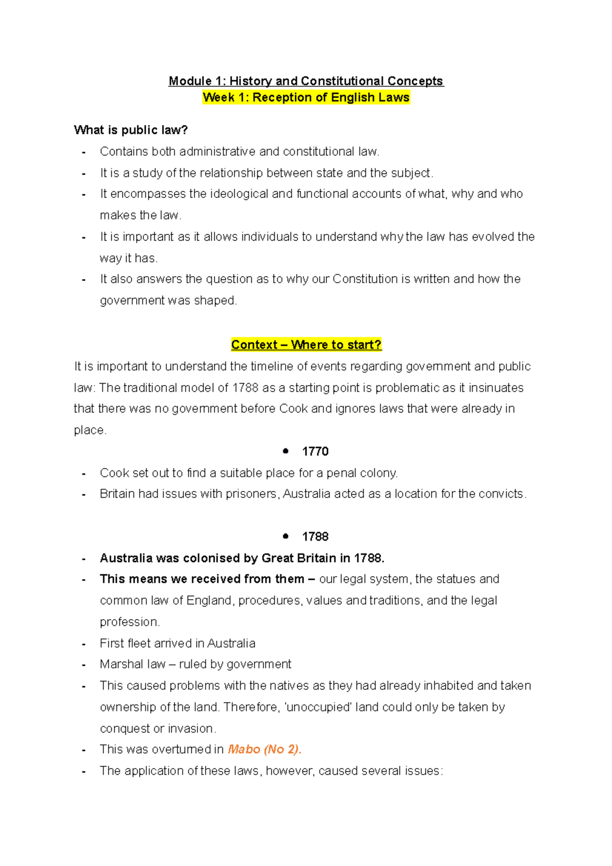 Semester Notes - Module 1: History and Constitutional Concepts Week 1 ...