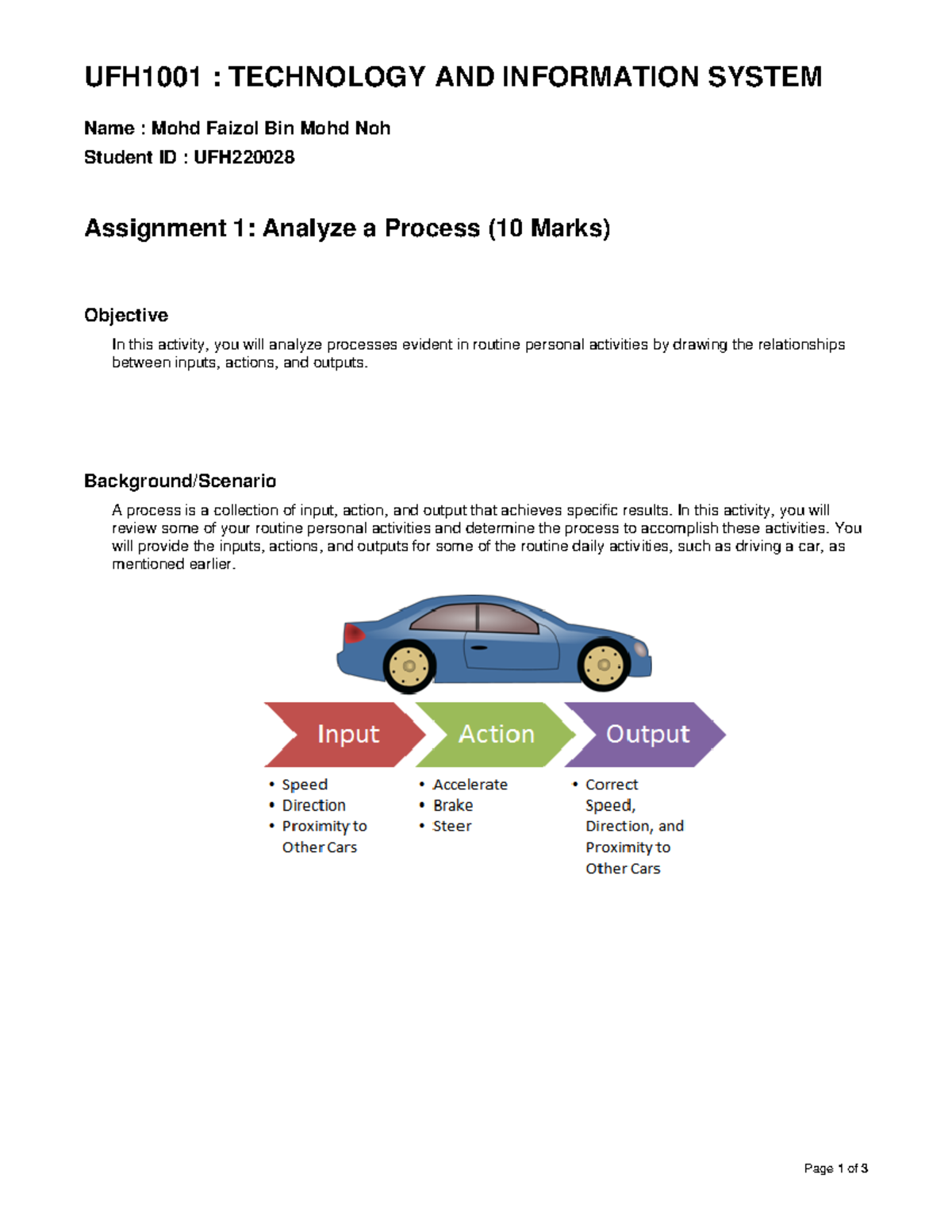 Assignment 1 - UFH1001 : TECHNOLOGY AND INFORMATION SYSTEM Page 1 of 3 ...