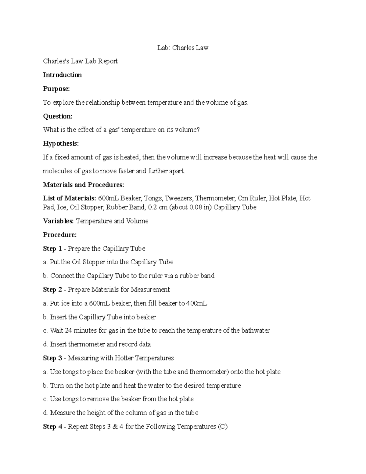 Document 5 Charles Law Lab Report Edgenuity Lab Charles Law