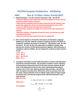 HW5 Solution - HW5 - ECE3350 Computer Architecture 2023Spring HW5 Due ...