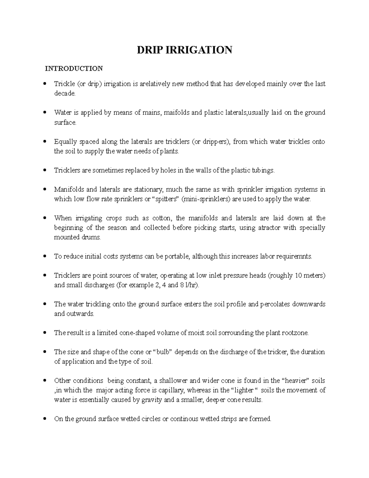 DRIP Irrigation1 Irrigation Engineering class notes DRIP
