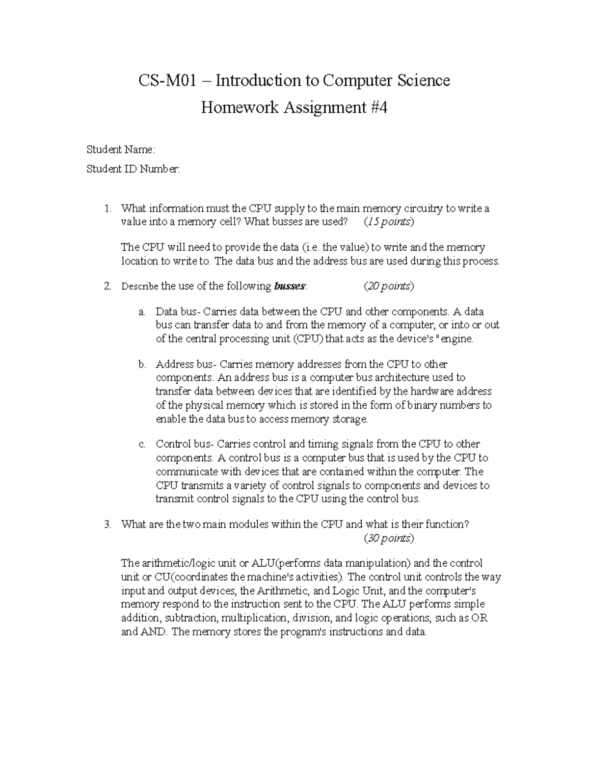 Assignment 4 - (Check document) - CS-M01 – Introduction to Computer ...