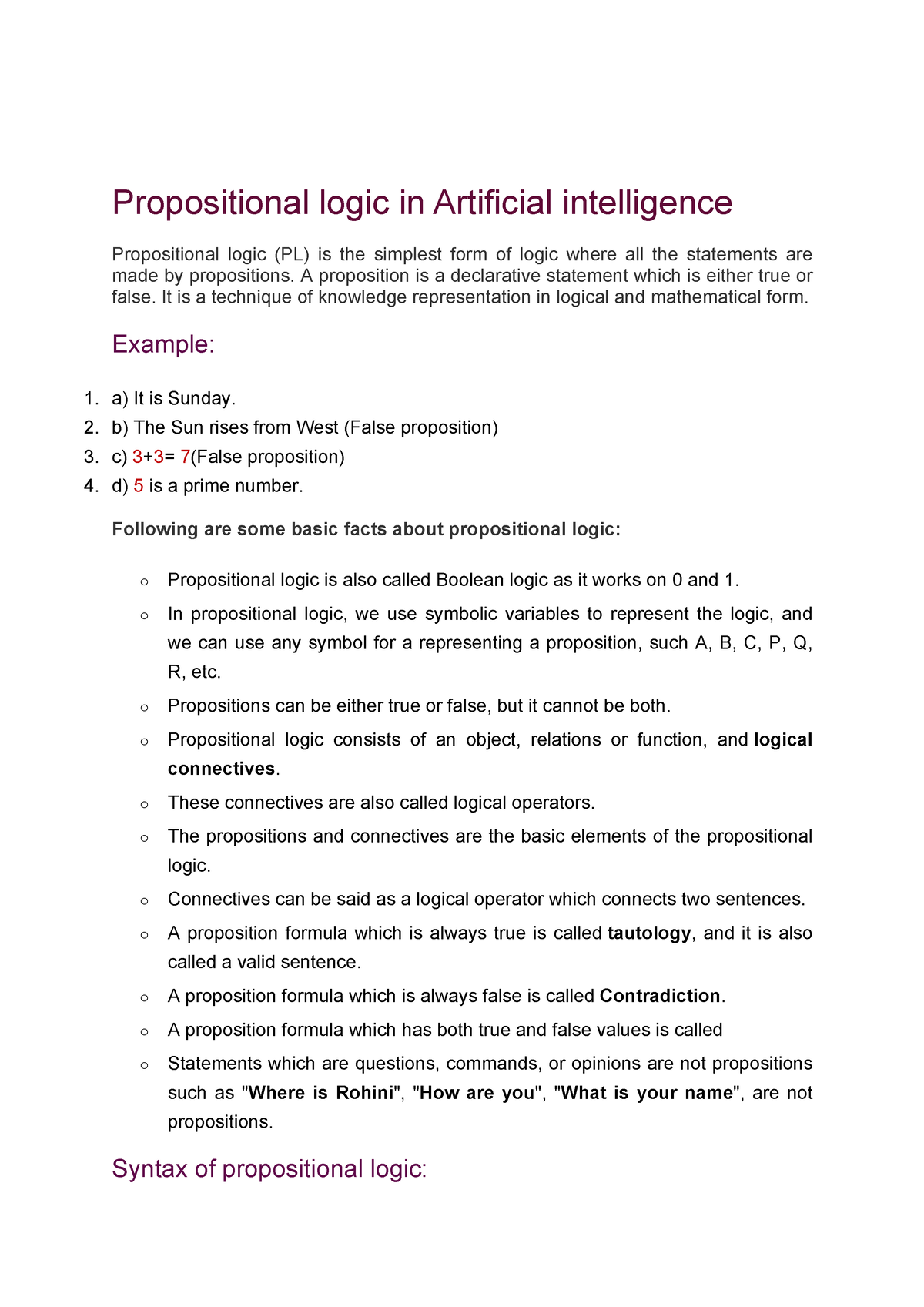 Propositional Logic In Artificial Intelligence - Propositional Logic In ...