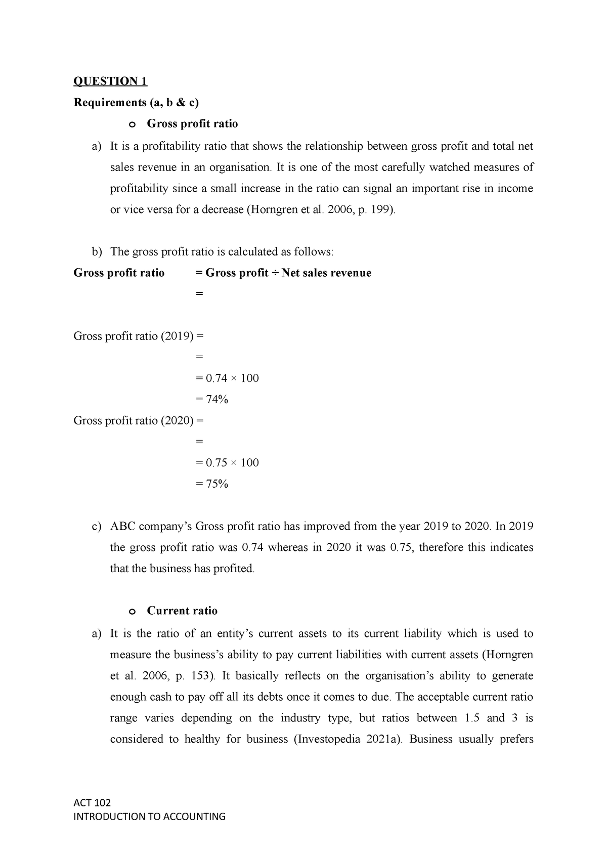 introduction to accounting assignment