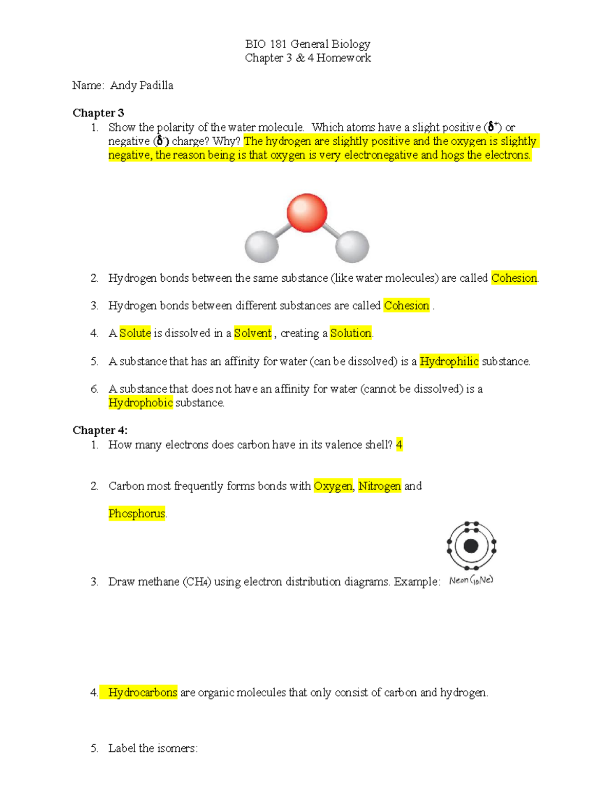 2-Homework Chapters two and three water - BIO-181 - GCU - Studocu