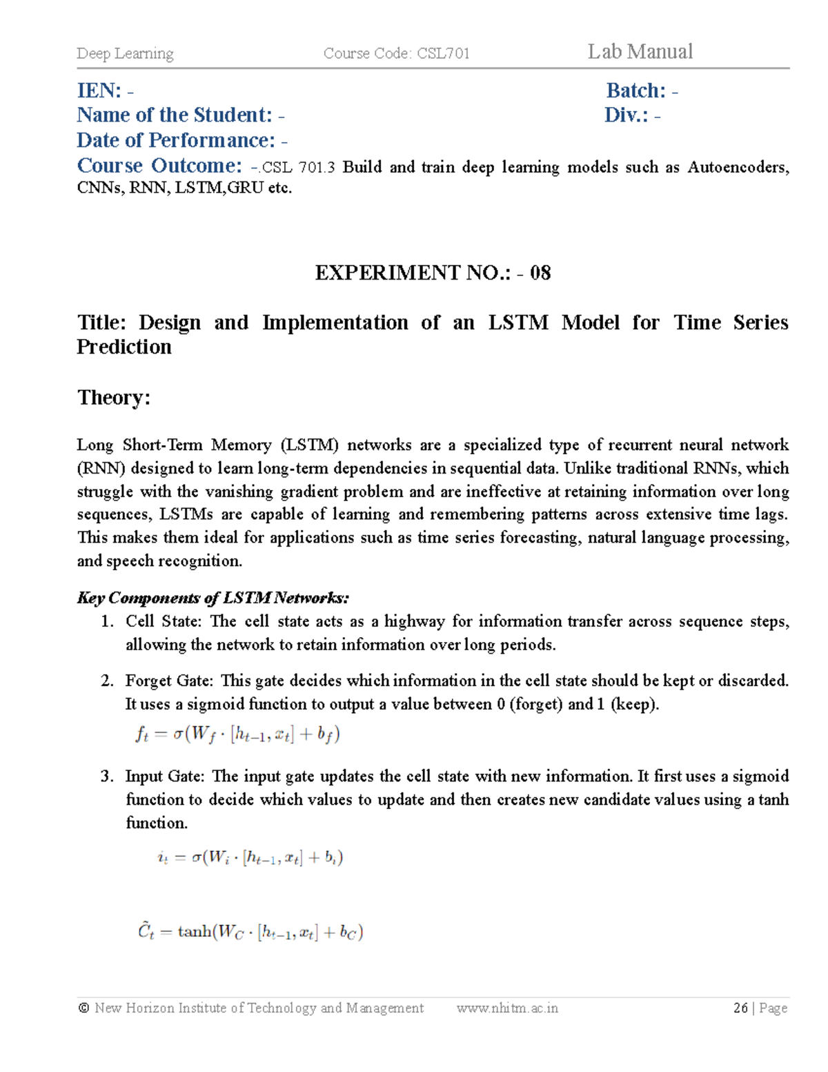 DL Experiment 08 - IEN: - Batch: - Name of the Student: - Div.: - Date ...