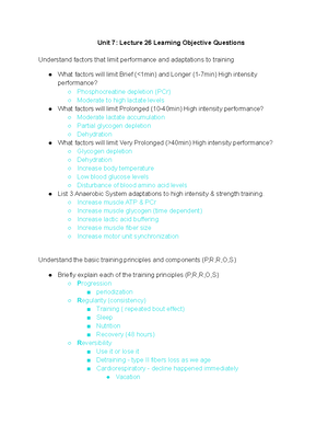Kin 100 Notes - Exam 1 - Lecture 1 (9/4): Quiz every unit - open book ...