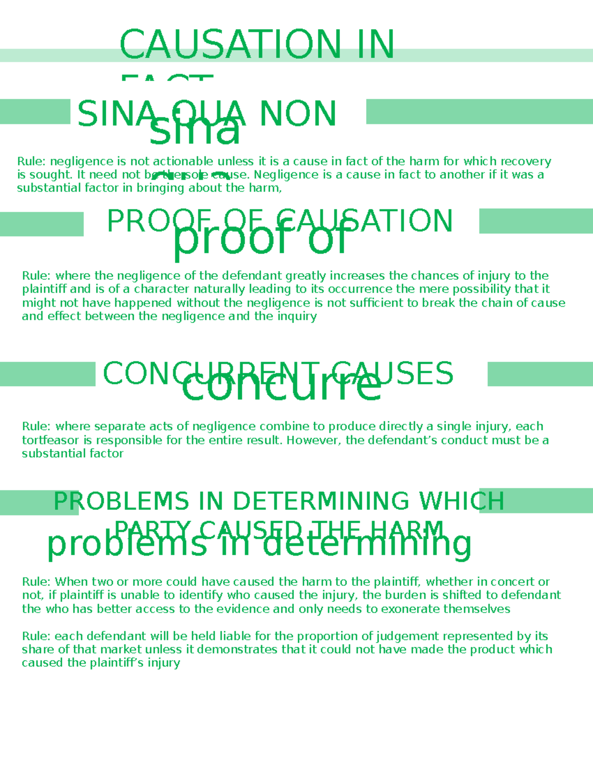 Causation IN FACT - sina qua SINA QUA NON Rule: negligence is not ...
