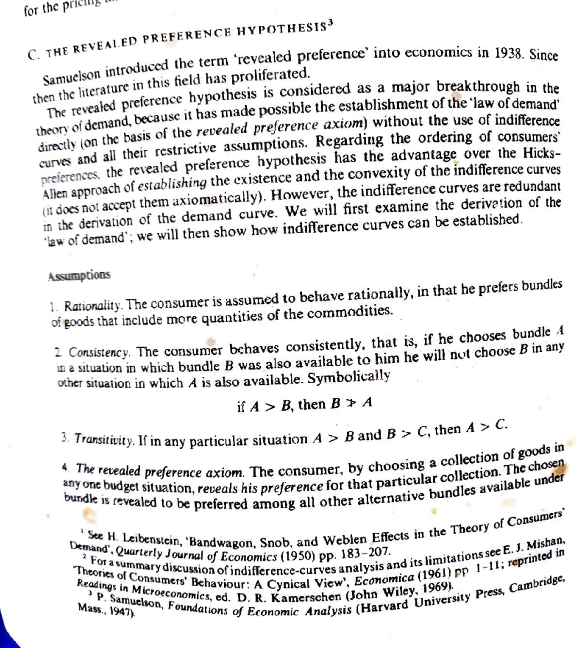 Revealed Preference Hypothesis For The PriCIng C THE REVEALED 