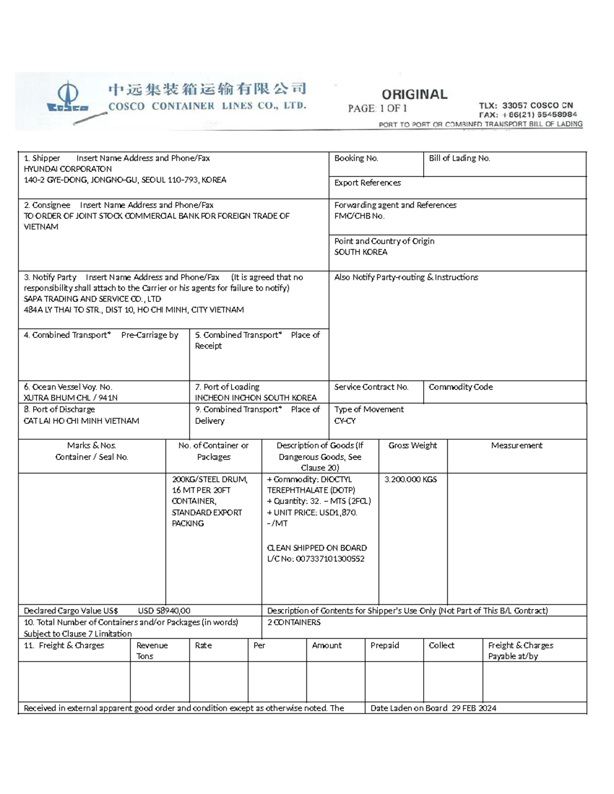 BILL-OF- Lading - 234 - Shipper Insert Name Address and Phone/Fax ...