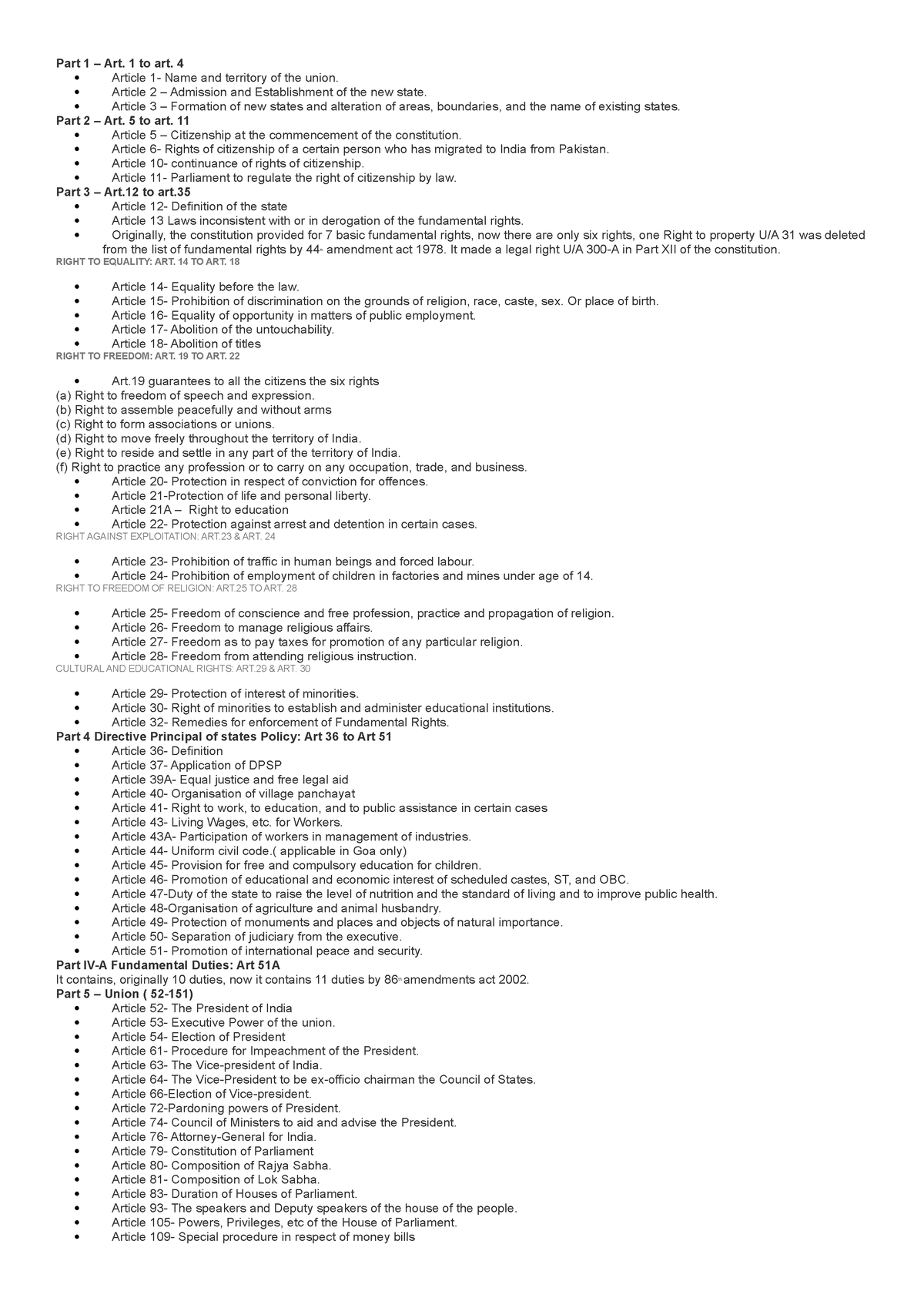 Constitution - Part 1 – Art. 1 To Art. 4 Article 1- Name And Territory ...