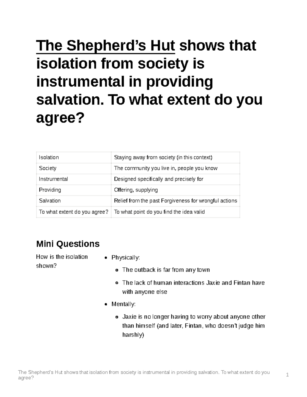 Shepherd's Hut prompt breakdown 2 The Shepherd’s Hut shows that isolation from society is Shepherd's Hut prompt breakdown 2 The Shepherd’s Hut shows that isolation from society is