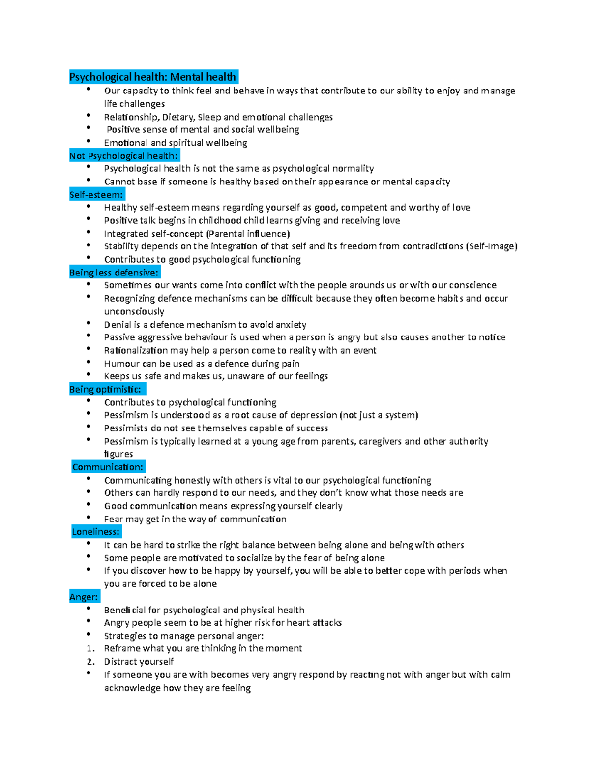 Personal determinants 1001A - psychological health - Psychological ...