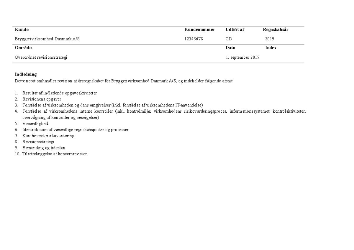 CASE 1 SVAR - Casevirksomhed Besvarelse - Kunde Kundenummer Udført Af ...