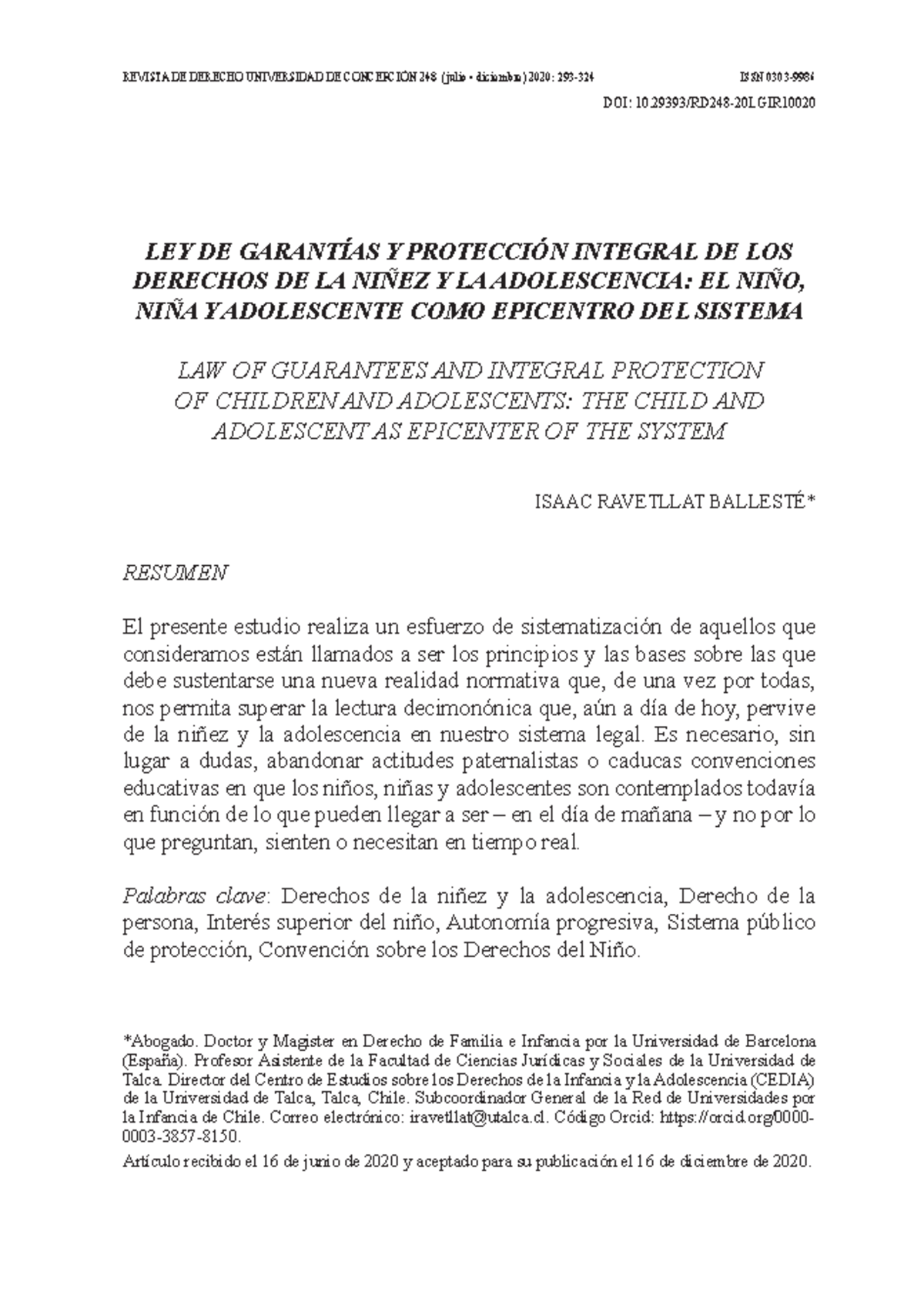 LEY DE Garantías Y Protección Integral DE LOS - ISSN 0303- LEY DE ...