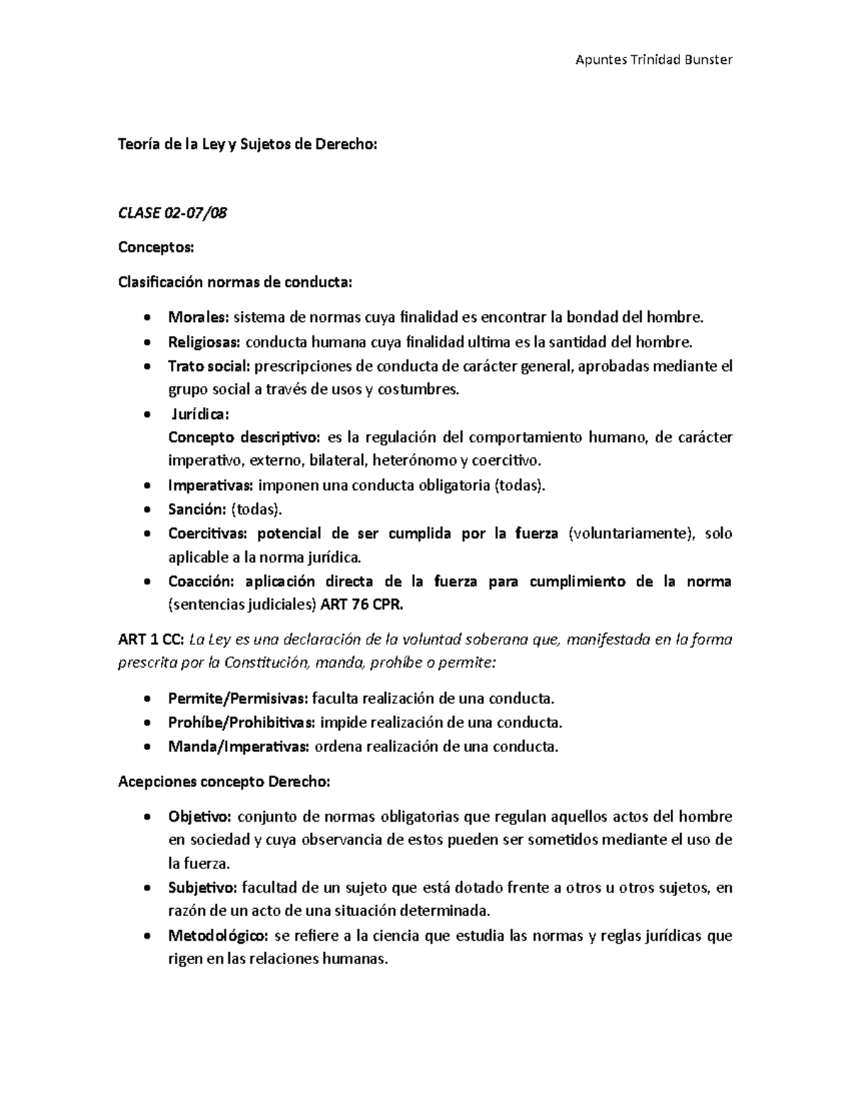 Apuntes Teoria de la Ley y Sujetos de Derecho Final - Teoría de la Ley ...